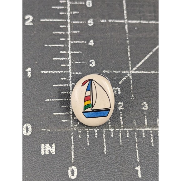 VTG Foxlore Come Sail Away Sailboat Pin Hand Painted Brookfield Wisconsin - Picture 3 of 7